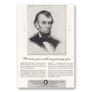 1940 Lincoln National Life Insurance Print Ad | Name Grows