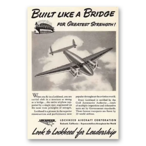 1940 Lockheed Print Ad | Greatest Strength