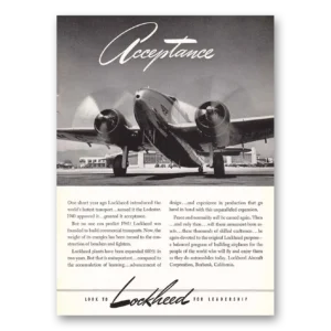 1940 Lockheed Lodestar Print Ad | One Short Year