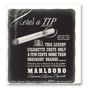 1940 Marlboro Cigarettes Print Ad | Heres Tip