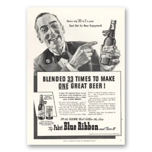1940 Pabst Blue Ribbon Beer Print Ad | Blended 33 Times
