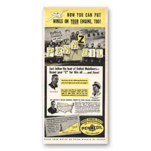 1940 Pennzoil Print Ad | United Air Lines Mainliner