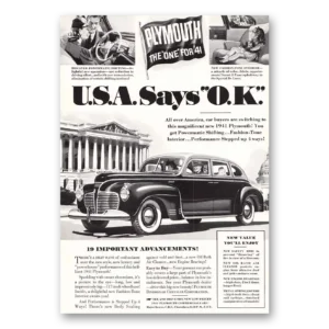 1940 Plymouth Print Ad | Usa Says Ok