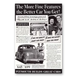1940 Plymouth Print Ad | Fine Features