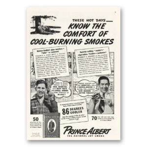 1940 Prince Albert Tobacco Print Ad | Cool Burning Smokes