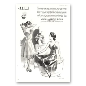 1940 North American Rayon Print Ad | Macys Slips