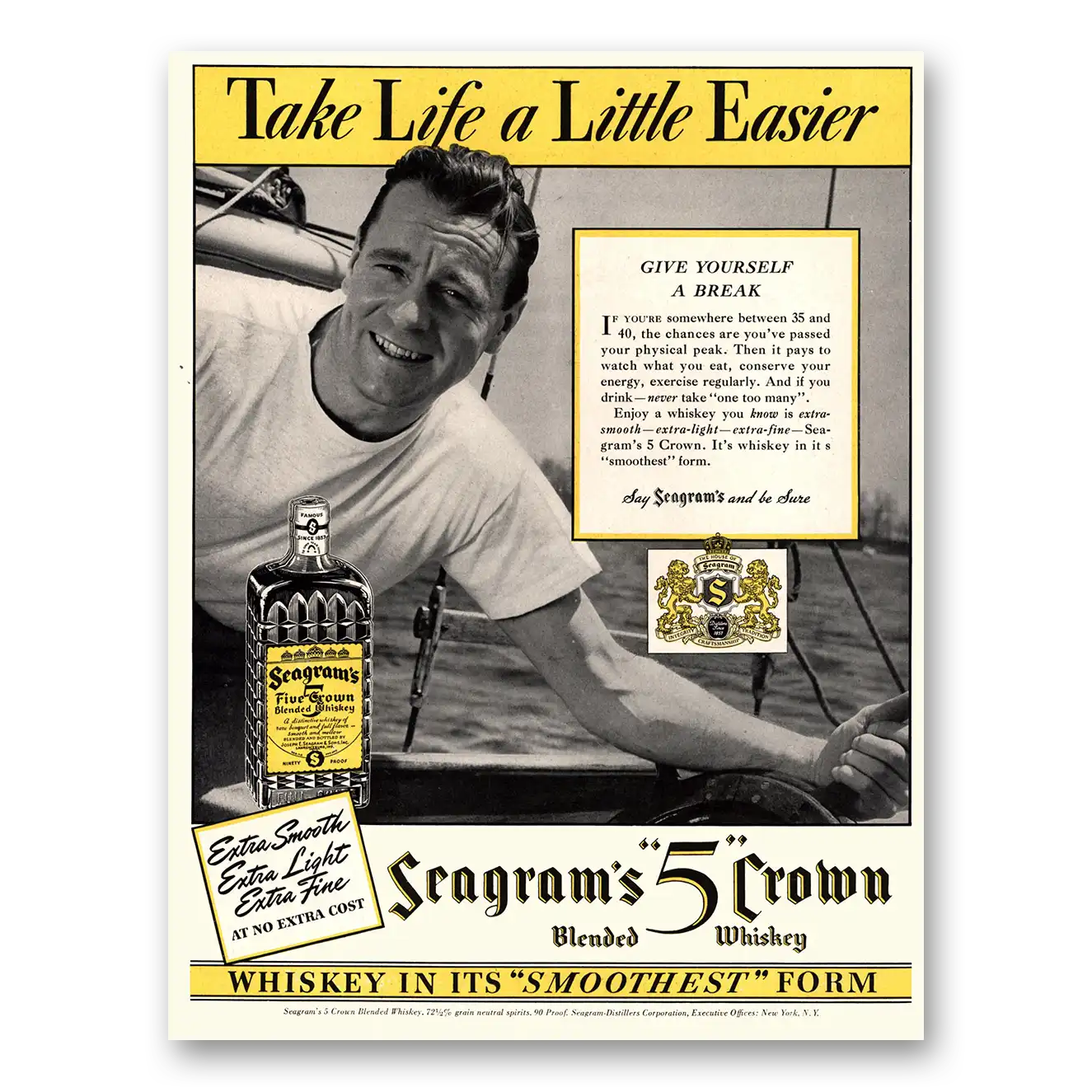 1940 Seagrams 5 Crown Whiskey Print Ad | Little Easier