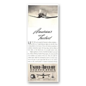 1940 United Aircraft Print Ad | Americas Fastest