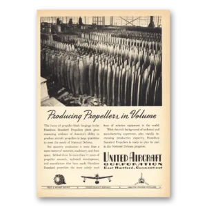 1940 United Aircraft Print Ad | Propellers In Volume
