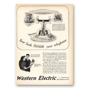 1940 Western Electric Print Ad | Look Inside Your Telephone