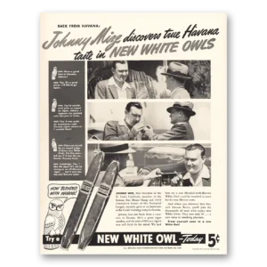 1940 White Owl Cigars Print Ad | Johnny Mize True Havana