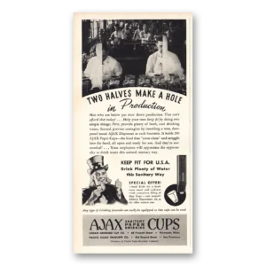 1941 Ajax Cups Print Ad | Two Halves Make Hole