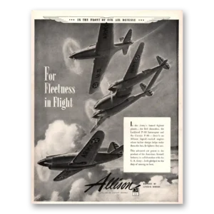 1941 Allison Aircraft Print Ad | Fleetness Flight