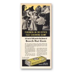 1941 Beech Nut Gum Print Ad | Firemen In 30 Cities