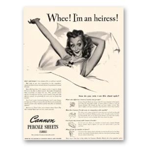 1941 Cannon Percale Sheets Print Ad | Heiress