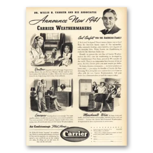 1941 Carrier Air Conditioning Print Ad | Weathermakers
