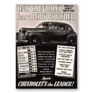 1941 Chevrolet Print Ad | Famous Body