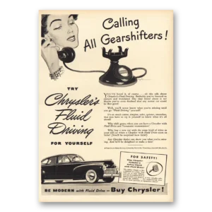 1941 Chrysler Print Ad | Callng All Gearshifters