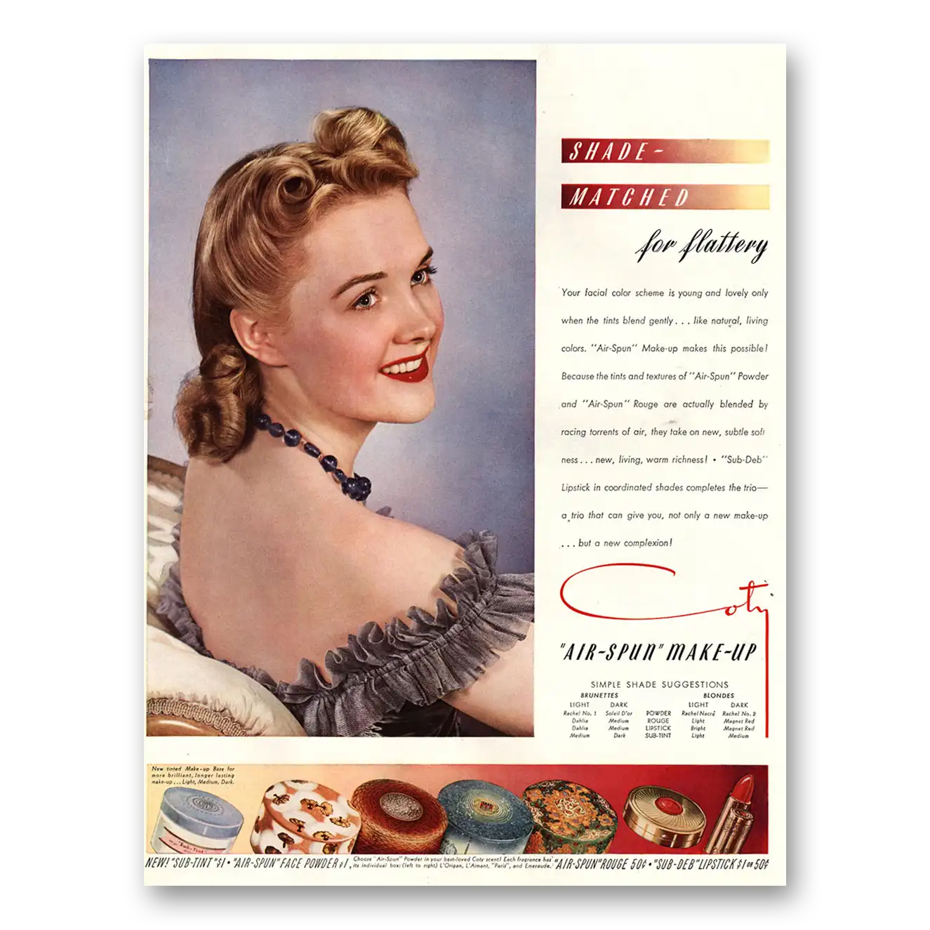 1941 Coty Cosmetics Print Ad | Shade Matched