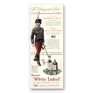 1941 Dewars White Label Print Ad | Royal Hussars
