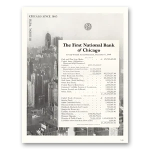 1941 First National Bank of Chicago Print Ad | Annual Statement