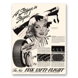 1941 Fisk Tires Print Ad | Stopper In Stripes