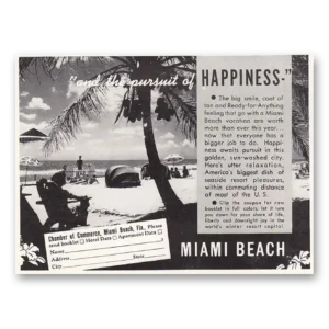 1941 Miami Beach Florida Print Ad | Pursuit Happiness