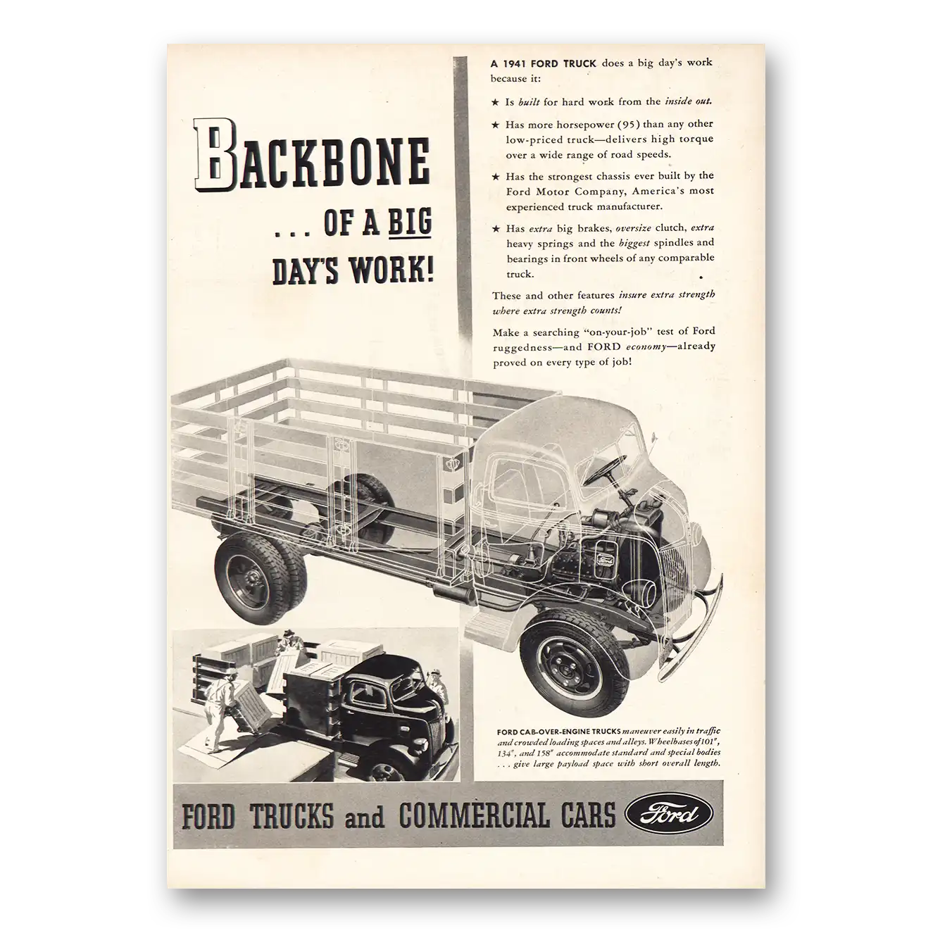 1941 Ford Trucks Print Ad | Backbone Big Days Work