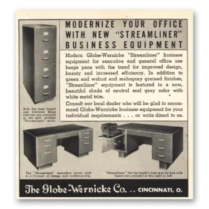 1941 Globe Wernicke Print Ad | Streamliner Business Equipment