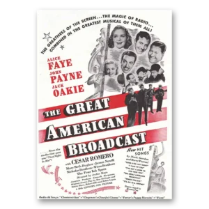 1941 Great American Broastcast Movie Promo Print Ad | Alice Faye