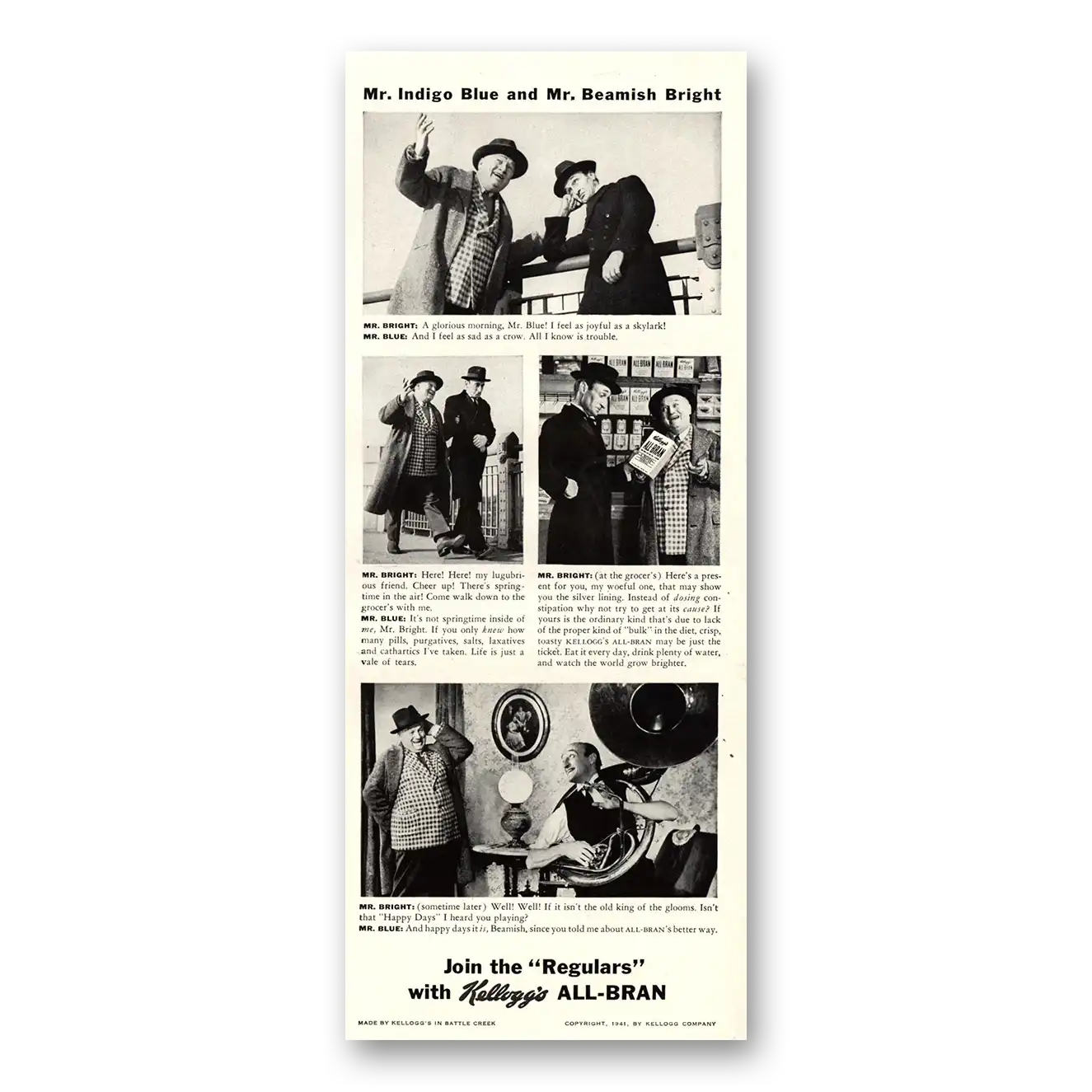 1941 Kelloggs All Bran Cereal Print Ad | Mr Indigo