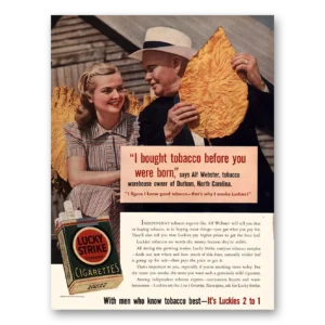 1941 Lucky Strike Cigarettes Print Ad | Bought Tobacco