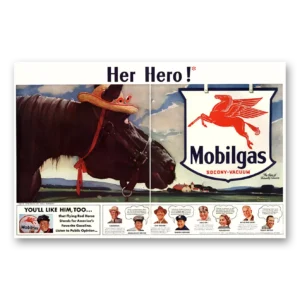 1941 Mobilgas Print Ad | Her Hero