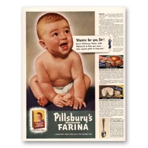 1941 Pillsbury Farina Cereal Print Ad | Vitamin