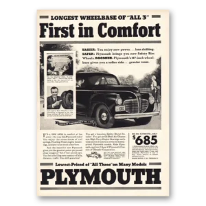 1941 Plymouth Print Ad | First In Comfort