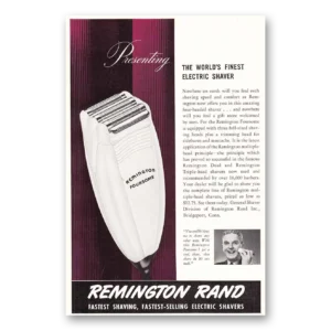 1941 Remington Rand Electric Shaver Print Ad | Worlds Finest