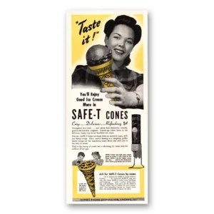 1941 Safe T Cones Print Ad | Ice Cream