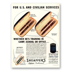 1941 Sheaffer Pen Print Ad | Us Civilian Services