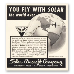 1941 Solar Aircraft Print Ad | You Fly With Solar