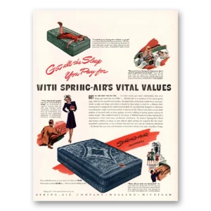 1941 Spring Air Mattress Print Ad | Get All Sleep