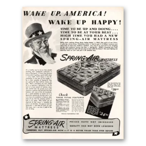 1941 Spring Air Mattress Print Ad | Wake Up