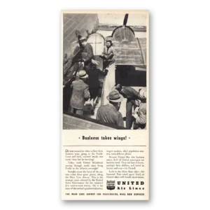 1941 United Airlines Print Ad | Business Takes Wings