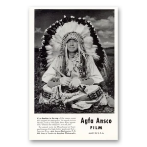 1942 Agfa Film Print Ad | Feather Cap Indian