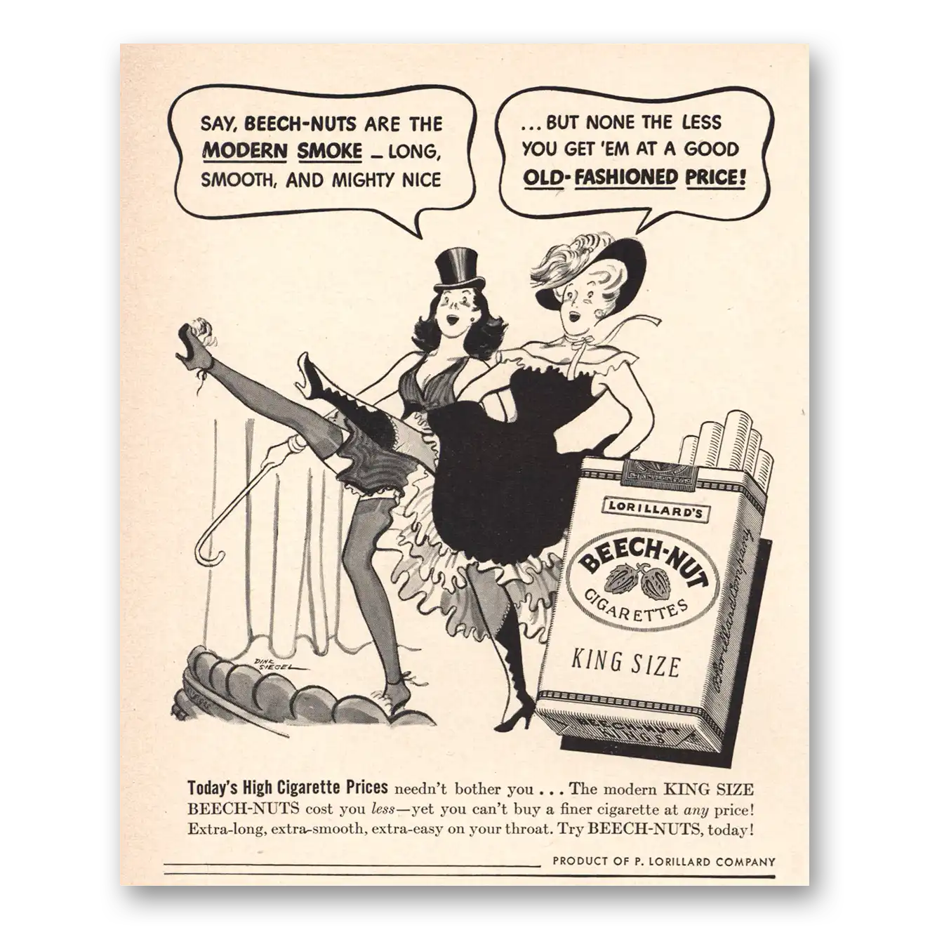 1942 Beech Nut Cigarettes Print Ad | Modern Smoke