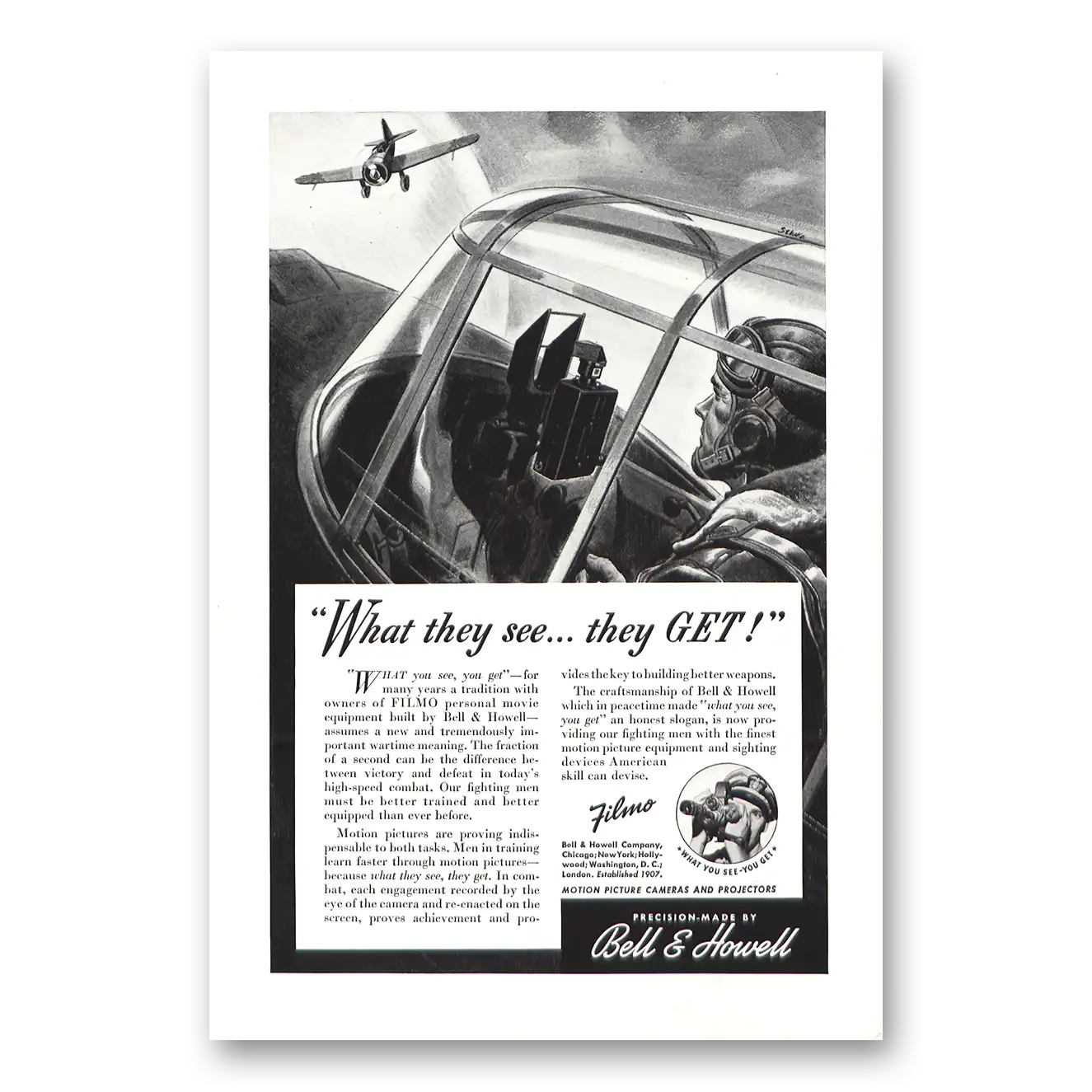 1942 Bell & Howell Print Ad | What They See