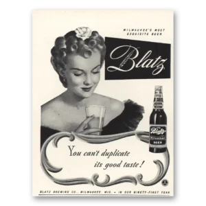 1942 Blatz Beer Print Ad | Good Taste