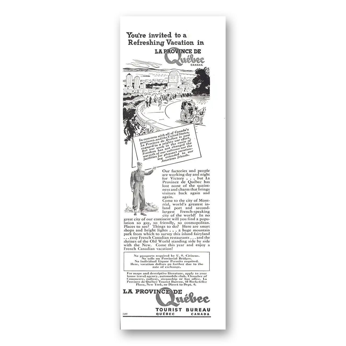 1942 Quebec Canada Print Ad | Refreshing Vacation