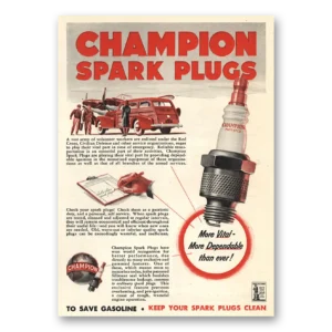 1942 Champion Spark Plugs Print Ad | Army Volunteer
