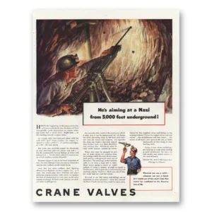 1943 Crane Valves Print Ad | Aiming At Nazi