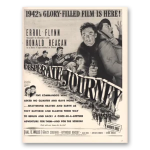 1942 Desperate Journey Promo Print Ad | Errol Flynn